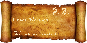 Hayde Nándor névjegykártya